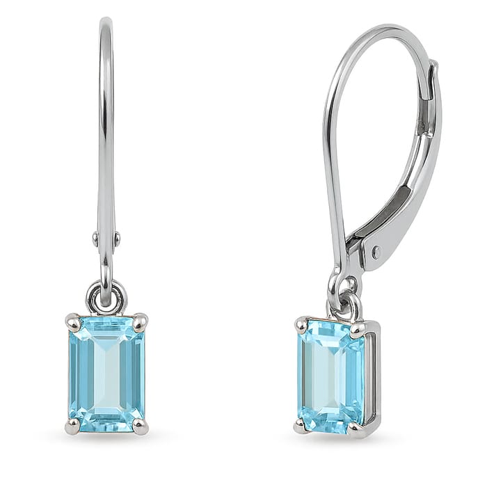 SPECIAL! 1.00ct G SI White Gold Aquamarine Gemstone Dangling Earrings