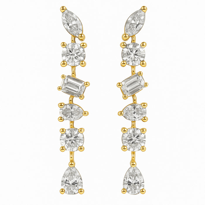 SPECIAL! 1.17ct G SI 14kt Yellow Gold Diamond Multi Shape Drop Earrings