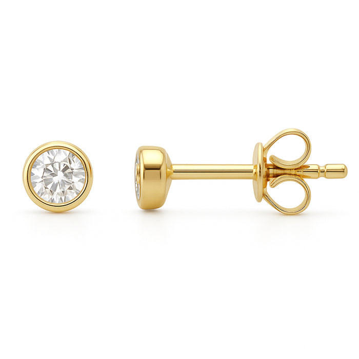 SPECIAL! .20ct G SI 14kt Yellow Gold Round Diamond Bezel Stud Solitaire Earrings
