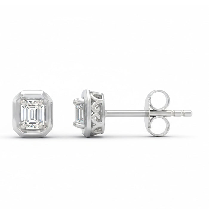 SPECIAL! .20ct G SI 14kt White Gold Emerald Cut Diamond Stud Earrings
