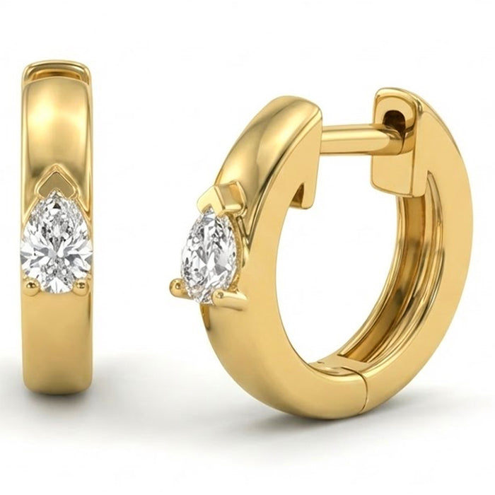 SPECIAL! .22ct G SI 14kt Yellow Gold Modern Pear Cut Diamond Hoop Earrings