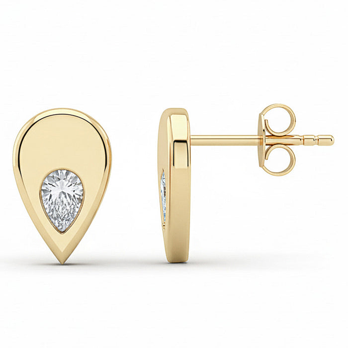 SPECIAL! .30ct G SI 14kt Yellow Gold Pear Shaped Diamond Modern Stud Earrings