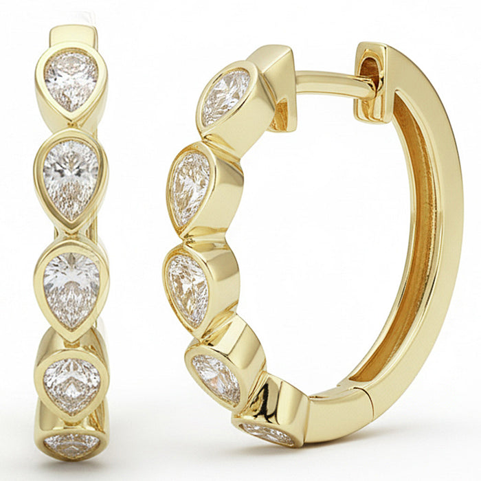 SPECIAL! .80ct G SI 14kt Yellow Gold Pear Cut Diamond Bezel Set Earrings