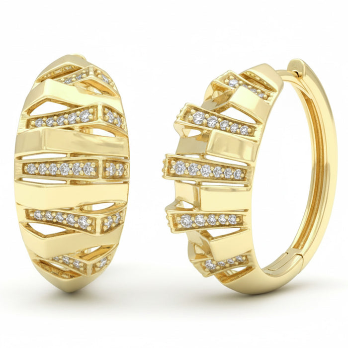 SPECIAL! .27ct G SI 14kt Yellow Gold Modern Round Diamond Hoop Earrings