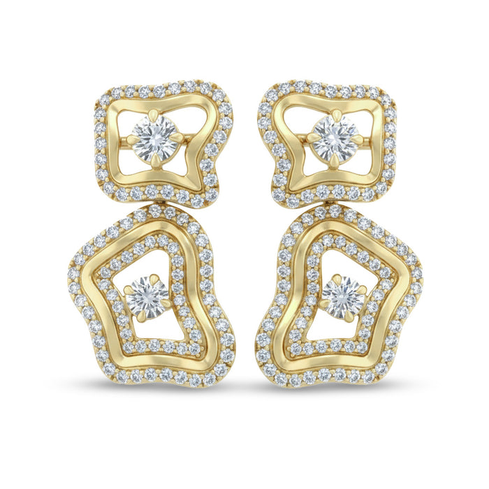 SPECIAL! 1.17ct G SI 14kt Yellow Gold Diamond Bloom Drop Earrings