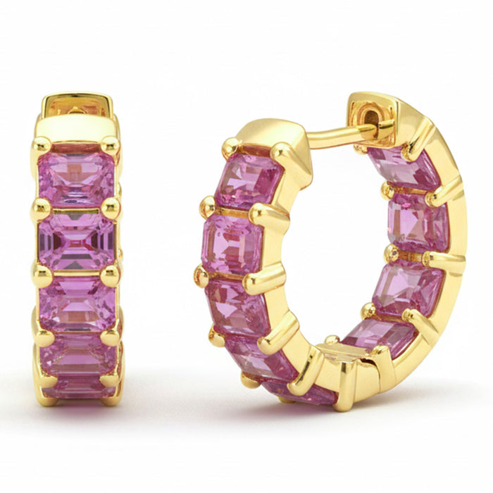 SPECIAL! 5.40ct G SI 14kt Yellow Gold Pink Sapphire Gemstone Hoop Earrings