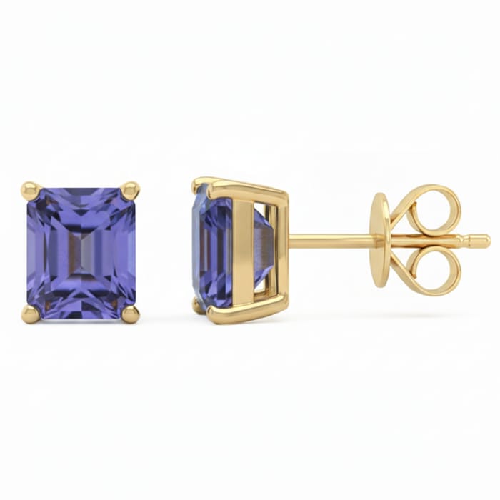 SPECIAL! 3.16ct 14kt Yellow Gold Tanzanite Gemstone Stud Earrings