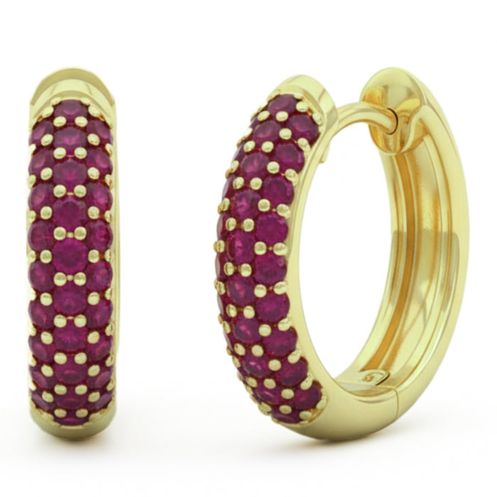 SPECIAL! .80ct G SI 14kt Yellow Gold Ruby Gemstone Hoop Earrings
