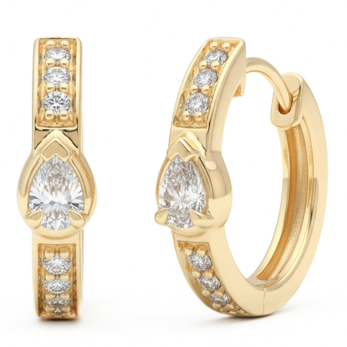 SPECIAL! .28ct G SI 14kt Yellow Gold Pear Diamond Hoop Earrings