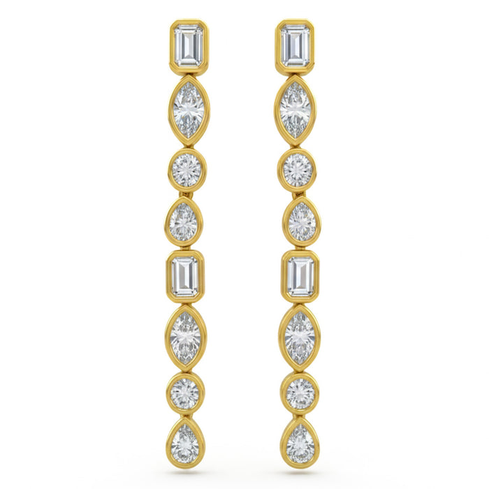 SPECIAL! 1.58ct G SI 14kt Yellow Gold Multi Shape Diamond Bezel Set Drop Earrings