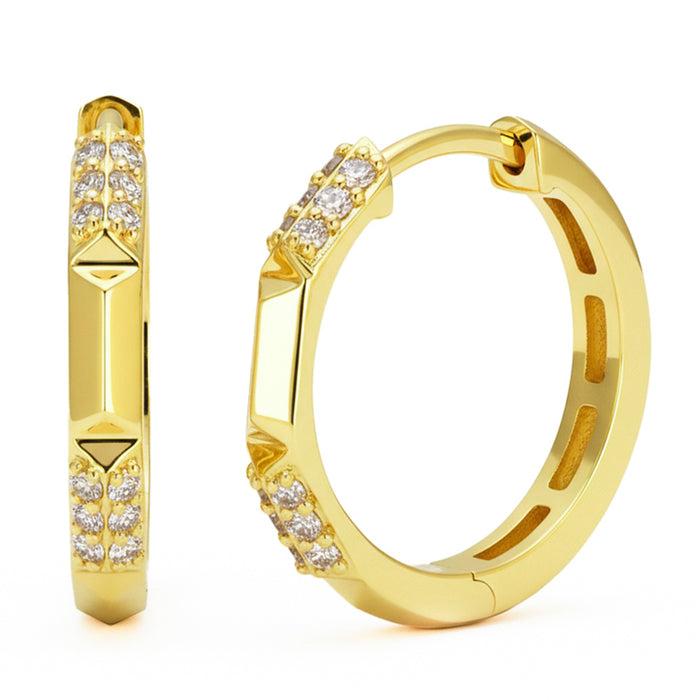 SPECIAL! .19ct G SI 14kt Yellow Gold Modern Diamond Thin Hoop Earrings