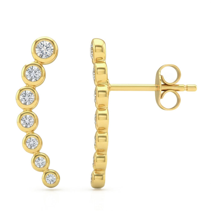 SPECIAL! .24ct G SI 14kt Yellow Gold Diamond Bezel Set Ear Crawler Stud Earrings
