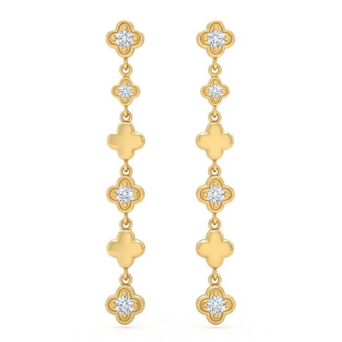 SPECIAL! .20ct G SI 14kt Yellow Gold Diamond Clover Drop Earrings