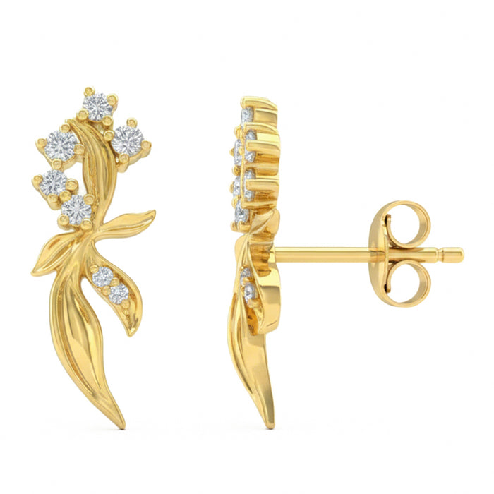 SPECIAL! .13ct G SI 14kt Yellow Gold Diamond Ear Crawler Stud Earrings