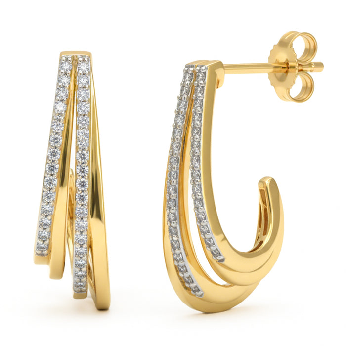 SPECIAL! .24ct G SI 14kt Yellow Gold Diamond J Hoop Earrings