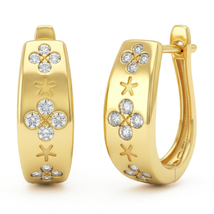 SPECIAL! .48ct G SI 14kt Yellow Gold Diamond Clover Hoop Earrings