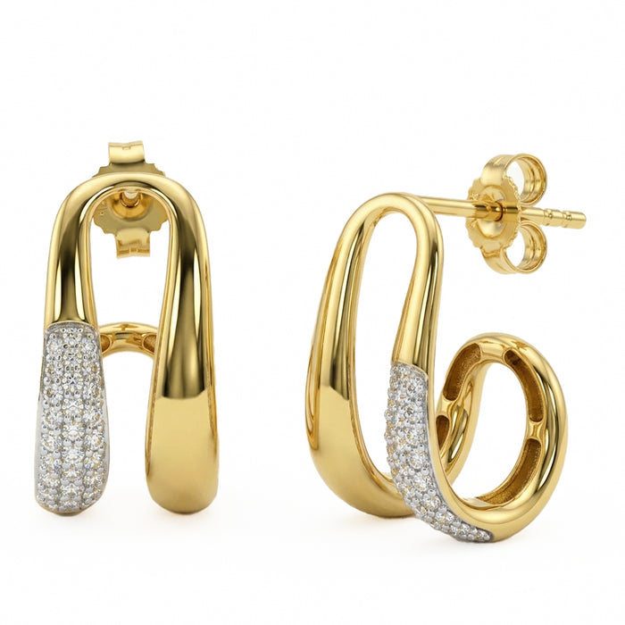 SPECIAL! .30ct G SI 14kt Yellow Gold Diamond J Double Hoop Earrings