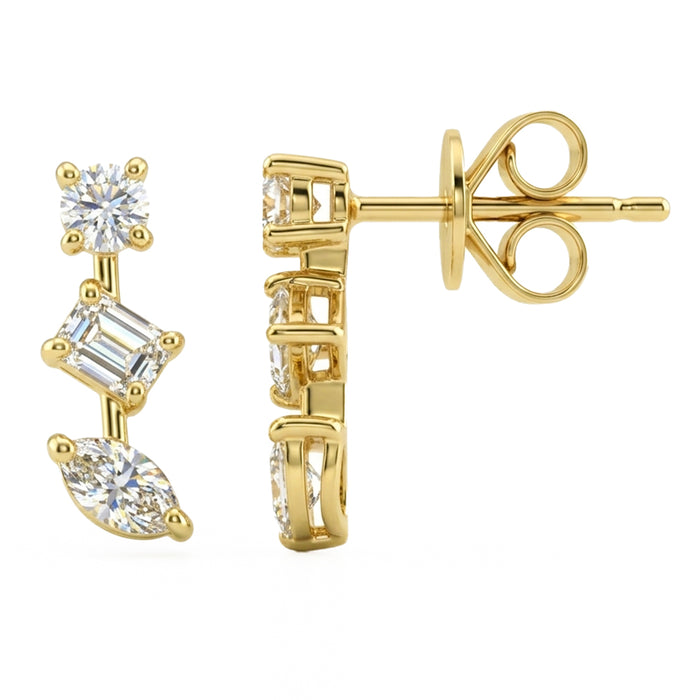 SPECIAL! .83ct G SI 14kt Yellow Gold Multi Shape Diamond Drop Earrings