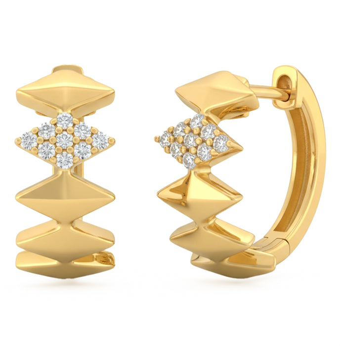 SPECIAL! .12ct G SI 14kt Yellow Gold Modern Geometric Shape Diamond Hoop Earrings