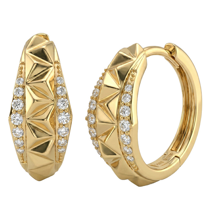 SPECIAL! .19ct G SI 14kt Yellow Gold Diamond Modern Hoop Earrings