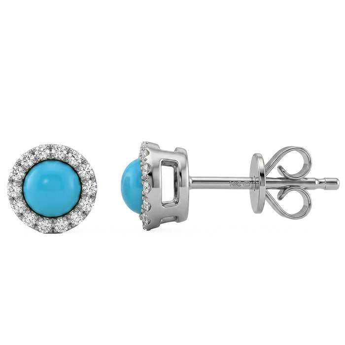 .69ct G SI 14kt White Gold Diamond & Turquoise Gemstone Stud Earrings