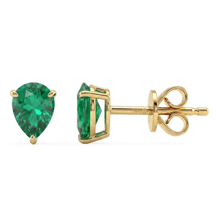 SPECIAL! 1.54ct G SI 14kt Yellow Gold Emerald Gemstone Stud Earrings