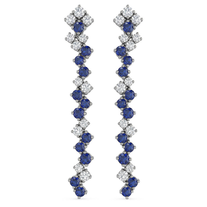 SPECIAL! 1.64ct G SI 14kt White Gold Diamond & Blue Sapphire Gemstone Drop Earrings
