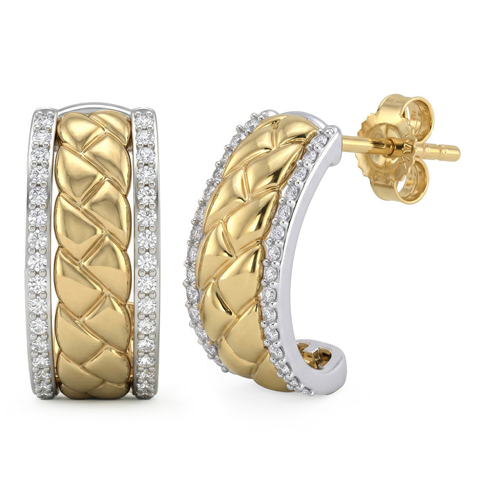 SPECIAL! .24ct G SI 14kt Two Tone Gold Diamond J Hoop Earrings