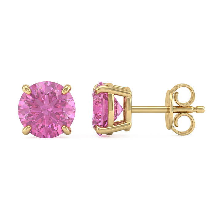 SPECIAL! 1.97ct G SI 14kt Yellow Gold Pink Sapphire Gemstone Stud Earrings
