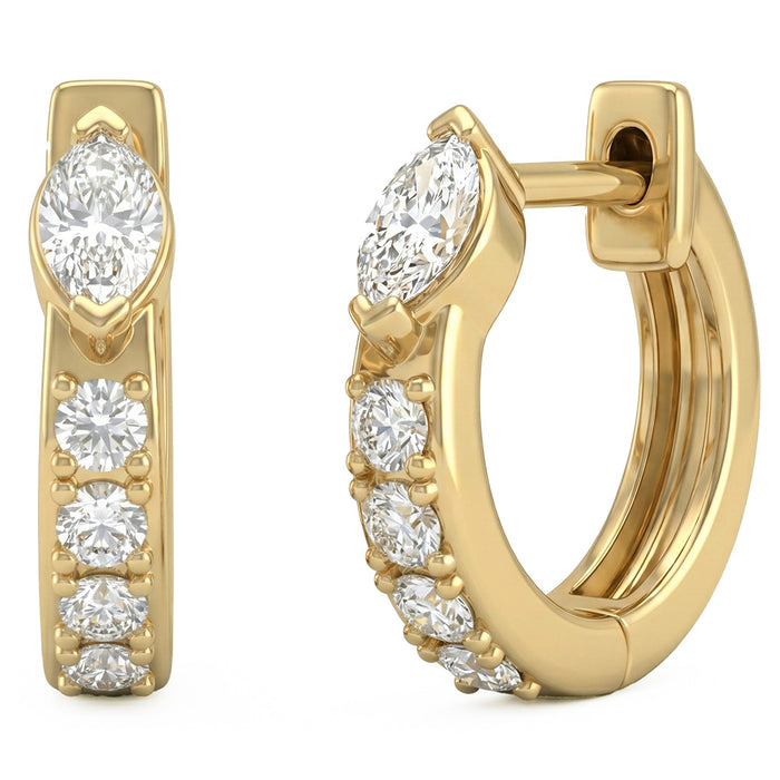 SPECIAL! .47ct G SI 14kt Yellow Gold Diamond Hoop Earrings Post & Click