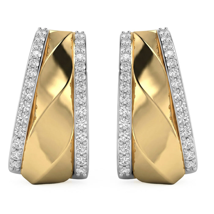 SPECIAL! .14ct G SI 14kt Yellow Gold Diamond J Hoop Earrings