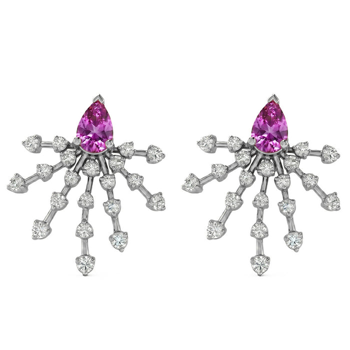 SPECIAL! 1.46ct G SI 14kt White Gold Diamond & Pink Sapphire Gemstone Earrings