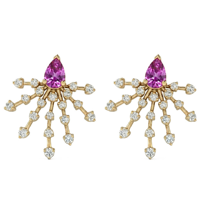 SPECIAL! 1.52ct G SI 14kt Yellow Gold Diamond & Pink Sapphire Gemstone Earrings