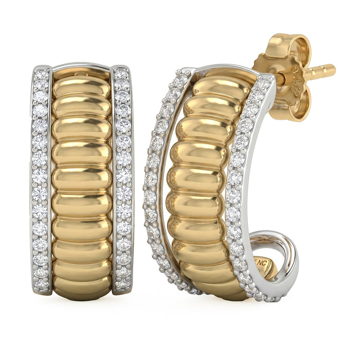 SPECIAL! .25ct G SI 14kt Two Tone Gold Diamond J Hoop Earrings