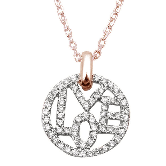 DIAMOND CLOSEOUT! 14kt Rose Gold .35ct Diamond LOVE Heart pendant