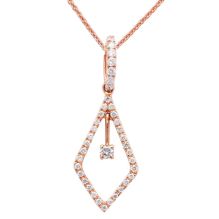 DIAMOND CLOSEOUT! .24ct Diamond Solitaire Drop Dangle Necklace Pendant 14kt Rose Gold 18"