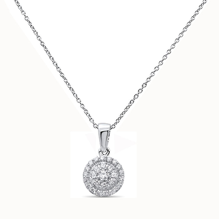 DIAMOND CLOSEOUT! .31ct G SI 14kt White Gold Round Diamond Pendant 18" Long
