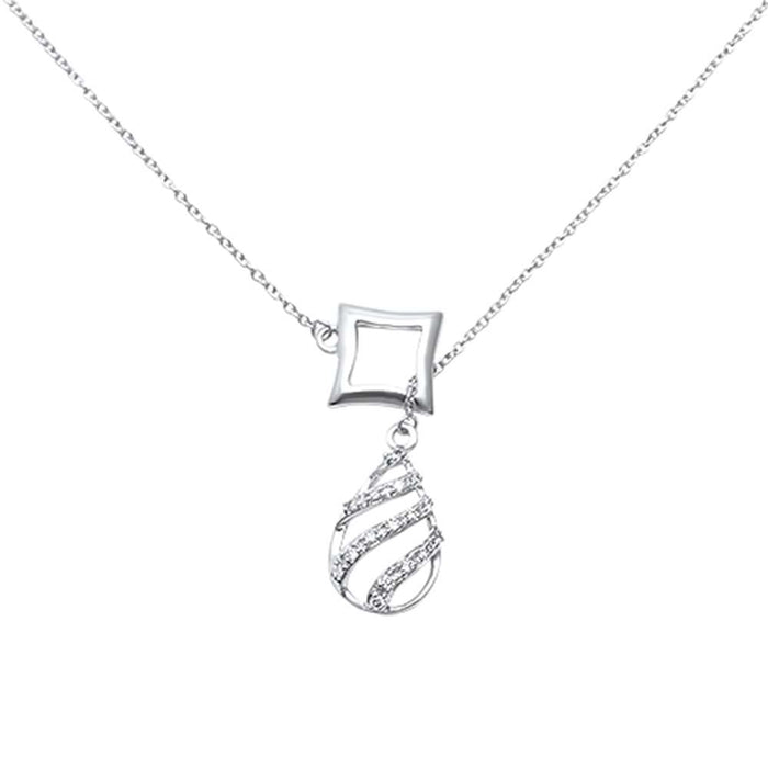 DIAMOND CLOSEOUT! .10ct G SI 14kt White Gold Modern Diamond Pendant Necklace 18" Chain