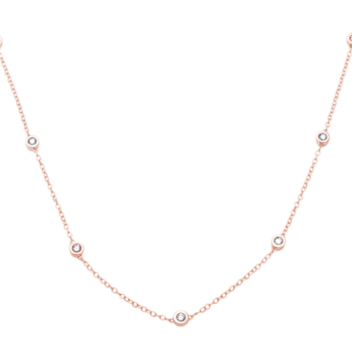 DIAMOND CLOSEOUT! "Diamond by the Yard" .40ct G SI 14K Rose Gold Diamond Pendant Necklace 24" Long