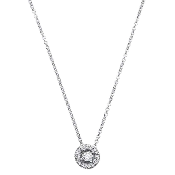 DIAMOND CLOSEOUT! .09ct 14kt White Gold Round Diamond Halo Pendant