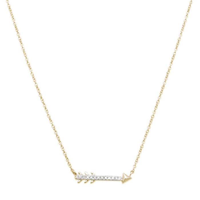 DIAMOND CLOSEOUT! .03ct 14kt Yellow Gold Trendy Diamond Cupid Arrow Pendant 18" Necklace