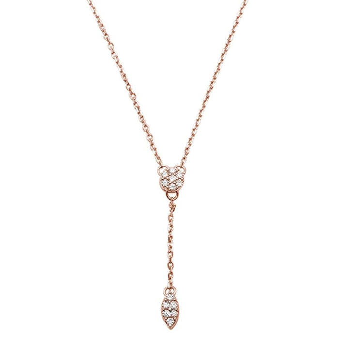 DIAMOND CLOSEOUT! .11ct 14kt Rose Gold Drop Dangle Lariat Pendant Necklace 16"