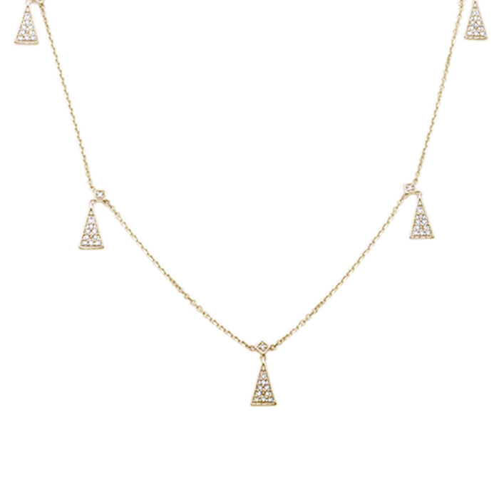DIAMOND CLOSEOUT! .17ct 14kt Yellow Gold Trendy Triangle Round Diamond Pendant 18" Necklace