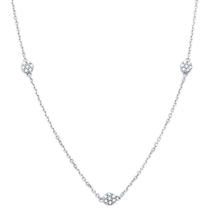 DIAMOND CLOSEOUT! .16ct 14kt White Gold 3 Diamond Trendy Pendant 18" Necklace