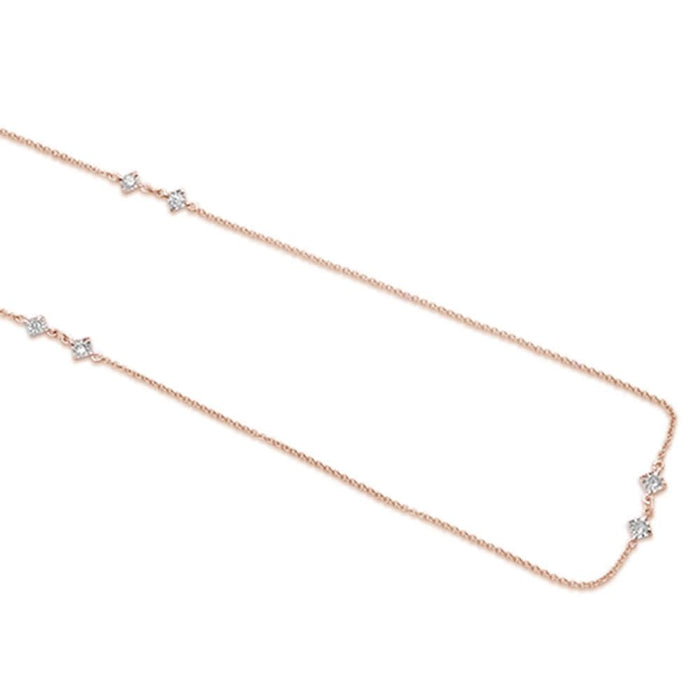 DIAMOND CLOSEOUT! .25ct 14k Rose Gold Diamond Station Necklace 18" Long