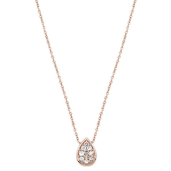 DIAMOND CLOSEOUT! .13cts 14kt Rose Gold Diamond Pear Shape Solitaire Pendant Necklace 18"