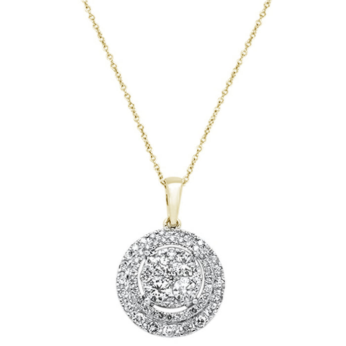 DIAMOND CLOSEOUT! 1.10ct 14k Yellow Gold Round Diamond Pendant Necklace 18" Long