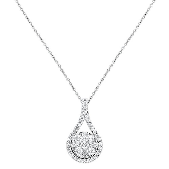 DIAMOND CLOSEOUT! .79cts 14kt White Gold Round Diamond Drop Pendant Necklace 18" Long
