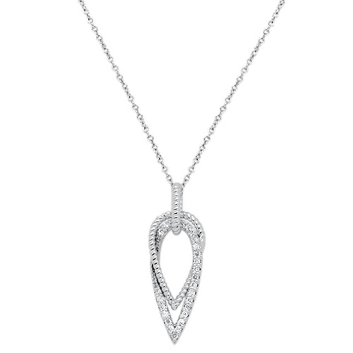 DIAMOND CLOSEOUT! .15cts 14kt White Gold Unique Round Diamond Pendant Necklace 18" Long