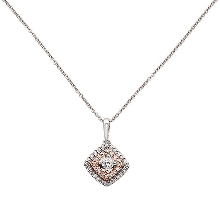 DIAMOND CLOSEOUT! .26ct 14k Two Tone Antique Diamond Pendant Necklace 18" Long